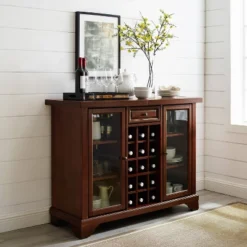 Lafayette Sliding Top Bar Cabinet Mahogany - Crosley