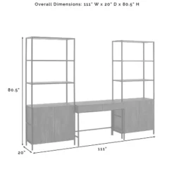 3pc Jacobsen Desk And Large Etagere Set Brown Ash - Crosley -Crosley GUEST dc40f607 afff 42f9 9b08 7cce0c7de803