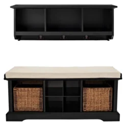 2pc Brennan Entryway Bench And Shelf Set - Crosley -Crosley GUEST dca7b031 d9a7 4a26 9168 3650976409c4