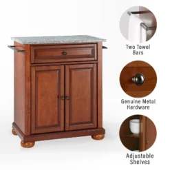 Alexandria Granite Top Portable Kitchen Island/Cart Cherry/Gray - Crosley 11 Alexandria Granite Top Portable Kitchen Island/Cart Cherry/Gray - Crosley -Crosley GUEST dcdb45c2 c8c7 4712 8674 680c160fd504