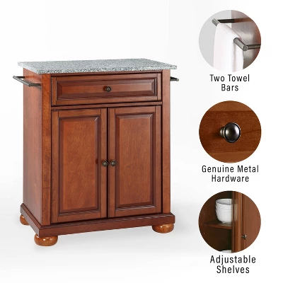 Alexandria Granite Top Portable Kitchen Island/Cart Cherry/Gray - Crosley 4 Alexandria Granite Top Portable Kitchen Island/Cart Cherry/Gray - Crosley - Image 4