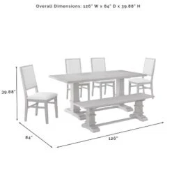 4pc Joanna Dining Set With Bench And 4 Upholstered Chairs Rustic Brown - Crosley -Crosley GUEST ddfbe647 d87a 48da abaa ebbc959c947a