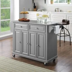 Stainless Steel Top Kitchen Cart/Island Vintage Gray - Crosley -Crosley GUEST deab7019 7ef9 44a4 8fb2 802560fa3b04