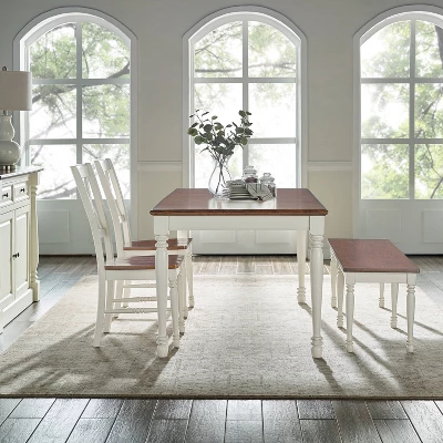 4pc Shelby Dining Set Distressed White - Crosley 1 4pc Shelby Dining Set Distressed White - Crosley