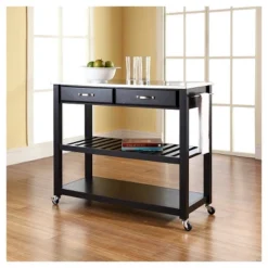 Stainless Steel Top Kitchen Cart/Island With Optional Stool Storage - Crosley -Crosley GUEST e05ca4fa 285a 4469 b1ff d98232037f69