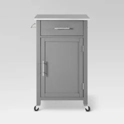 Savannah Stainless Steel Top Compact Kitchen Island Cart Gray - Crosley