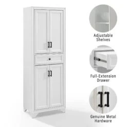 3pc Tara Sideboard And Pantry Set Distressed White - Crosley -Crosley GUEST e25004e1 882a 4b4a 88dc 17f46ff34174