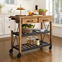 Roots Rack Industrial Kitchen Cart Wood/Natural - Crosley -Crosley GUEST e3dc2925 8563 48d4 9818 f6a60b05169b