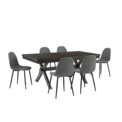 7pc Hayden Extendable Dining Set With Weston Chairs Distressed Gray/Slate - Crosley -Crosley GUEST e531fab5 9663 4317 a7cc e7a62a93f18d