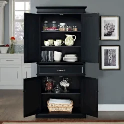 Parsons Pantry Storage Wood/Black - Crosley -Crosley GUEST e8562329 2a90 4f44 be45 7ede0e0d9ea7