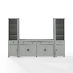 3pc Tara Sideboard And Bookcase Set Distressed Gray - Crosley -Crosley GUEST ed07420d 6fcd 4c1f 95f9 fc7a67b34736