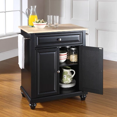 Cambridge Wood Top Portable Kitchen Island/Cart Black/Natural - Crosley 2 Cambridge Wood Top Portable Kitchen Island/Cart Black/Natural - Crosley - Image 2