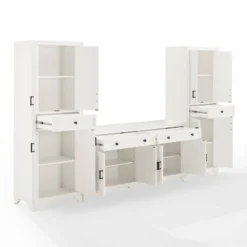3pc Tara Sideboard And Pantry Set Distressed White - Crosley -Crosley GUEST ef8263a9 3547 44d7 bab4 560a021aa5dd 1