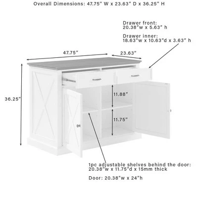 Clifton Kitchen Island Distressed White/Brown - Crosley 9 Clifton Kitchen Island Distressed White/Brown - Crosley - Image 9