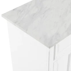 Avery Kitchen Island/Cart Distressed White/White Marble - Crosley -Crosley GUEST f01aa802 bf48 4e9c 994d 6cf962617bbc