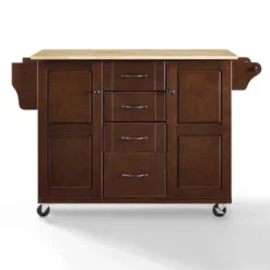 Eleanor Wood Top Kitchen Cart Mahogany/Natural - Crosley -Crosley GUEST f0957ab8 e2b0 4772 83ef 39aa647ba2e0