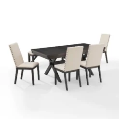 6pc Hayden Extendable Dining Set With Bench And 4 Upholstered Chairs Slate - Crosley -Crosley GUEST f18a9639 5200 47c3 be48 e5f35f81de25