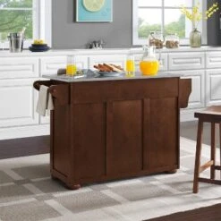 Eleanor Stainless Steel Top Kitchen Island Mahogany/Stainless Steel - Crosley -Crosley GUEST f3cde915 5086 48c5 9e10 ed1c6dc3a7f7