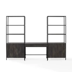 3pc Jacobsen Desk And Large Etagere Set Brown Ash - Crosley -Crosley GUEST f4161b38 f495 4b96 aaf4 611866ed1c84