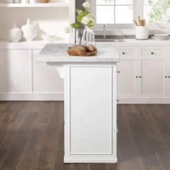 Cutler Faux Marble Top Kitchen Island White/White Marble - Crosley -Crosley GUEST f477f7b5 8c8c 4867 9eb9 80530fc2016d