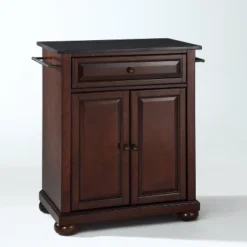 Alexandria Black Granite Top Portable Kitchen Island/Cart - Crosley -Crosley GUEST f55baca7 02bc 46ee a0fd 9b65d44e89aa
