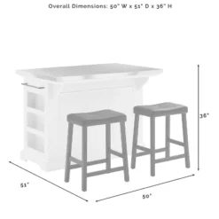 Julia Stainless Steel Top Kitchen Island With 2 Upholstered Saddle Counter Height Barstools White - Crosley 17 Julia Stainless Steel Top Kitchen Island With 2 Upholstered Saddle Counter Height Barstools White - Crosley -Crosley GUEST f5c295cb 1e85 4997 8342 d271eefc3ff9