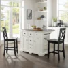 Julia Stainless Steel Top Island With 2 Black X-Back Stools White - Crosley