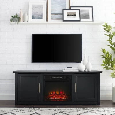 Camden Low Profile Fireplace With TV Stand For TVs Up To 60" Black - Crosley 2 Camden Low Profile Fireplace With TV Stand For TVs Up To 60" Black - Crosley - Image 2